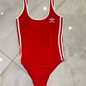 Adidas Originals 3-Stripes Bodysuit in Red | Size M
